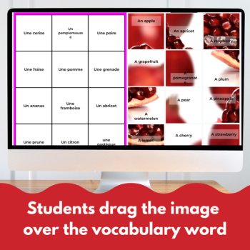 French les fruits vocabulary digital matching game scrambled pictures no-prep, image 3