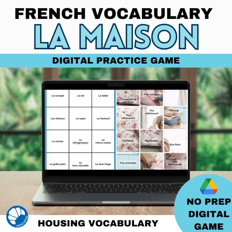 Beginning la maison French house and furniture vocabulary digital practice game