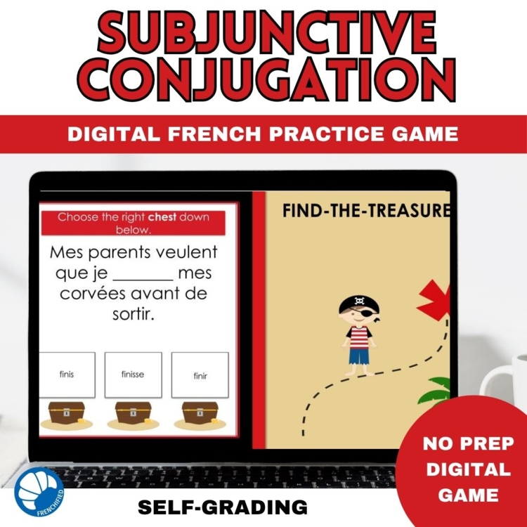 French subjunctive verb conjugation digital practice game self-grading