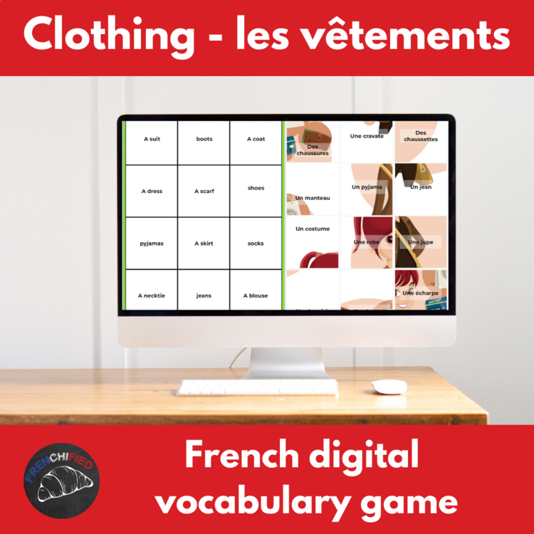 Les Vêtements Matching Game | French Clothing Vocabulary Practice