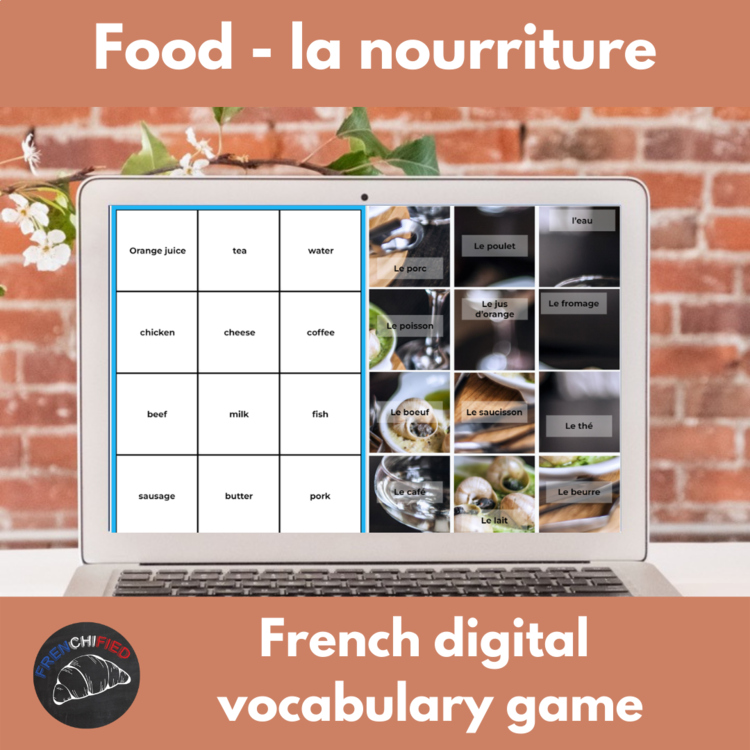French food activities digital vocabulary game la nourriture