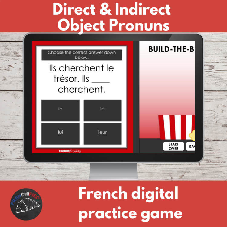 French Direct and Indirect Object Pronouns Grammar Game Activity