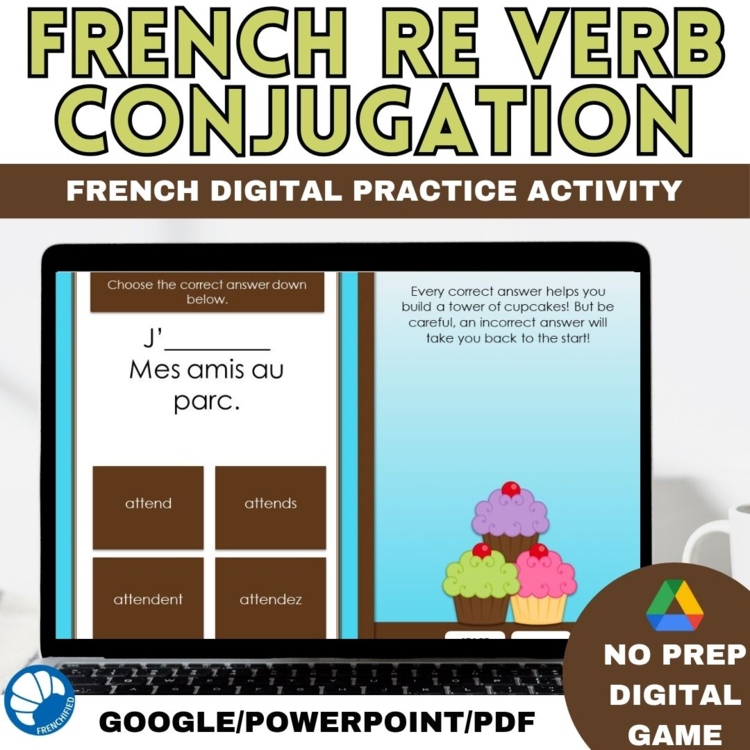 Beginner French RE Verbs Conjugation Game Present Tense Grammar Practice