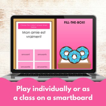 French Digital game Review Practice Game Regular Adjectives Gender and Plural, image 4