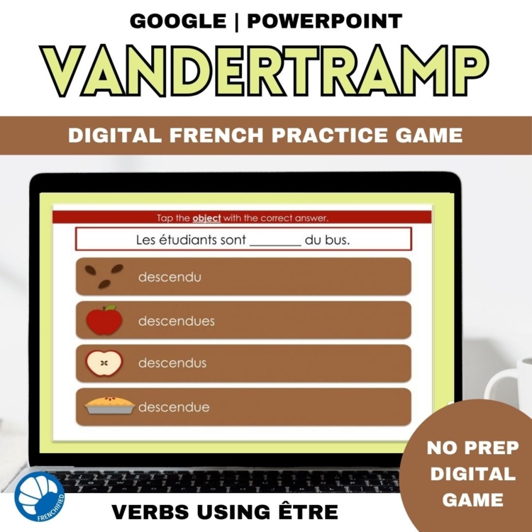 French Passé Composé with être digital game - Vandertramp verbs grammar game