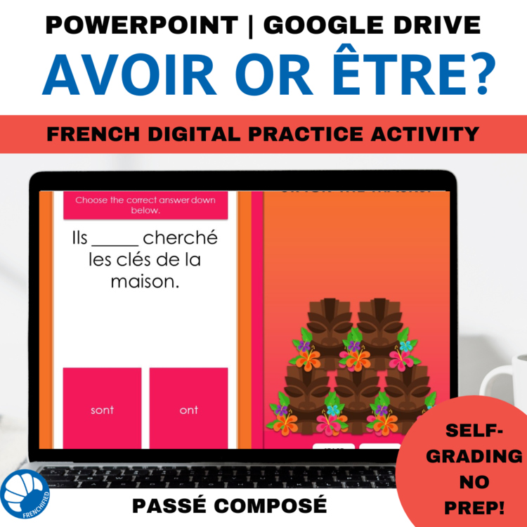 French grammar Passé Composé digital practice game avoir/être? past tense