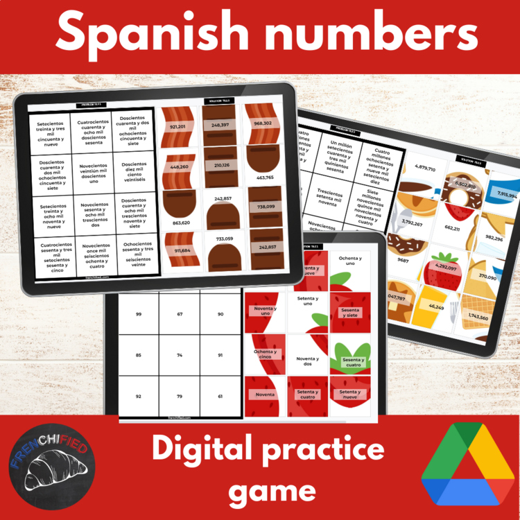 Numbers 100 and Higher in Spanish | Digital Self-Grading Games