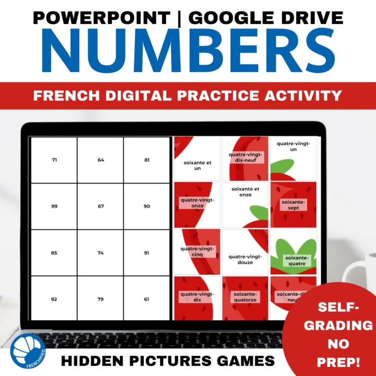 French numbers digital game picture tiles Practicing numbers in French