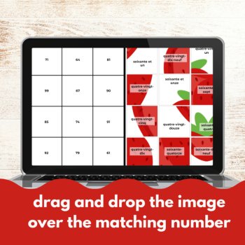 French numbers digital game picture tiles Practicing numbers in French, image 2