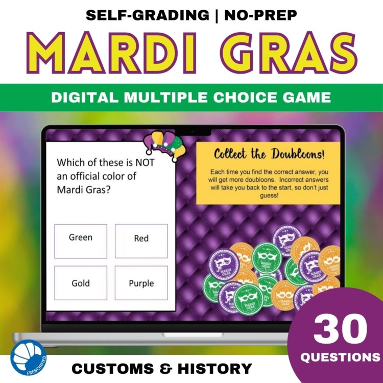 Mardi Gras History & Customs Digital Game - Self-Correcting 30 Questions