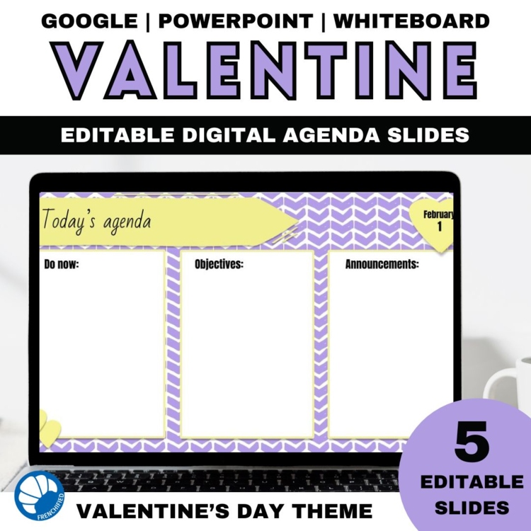 Editable Valentine’s Day Daily Agenda Slides | 5 Classroom Templates
