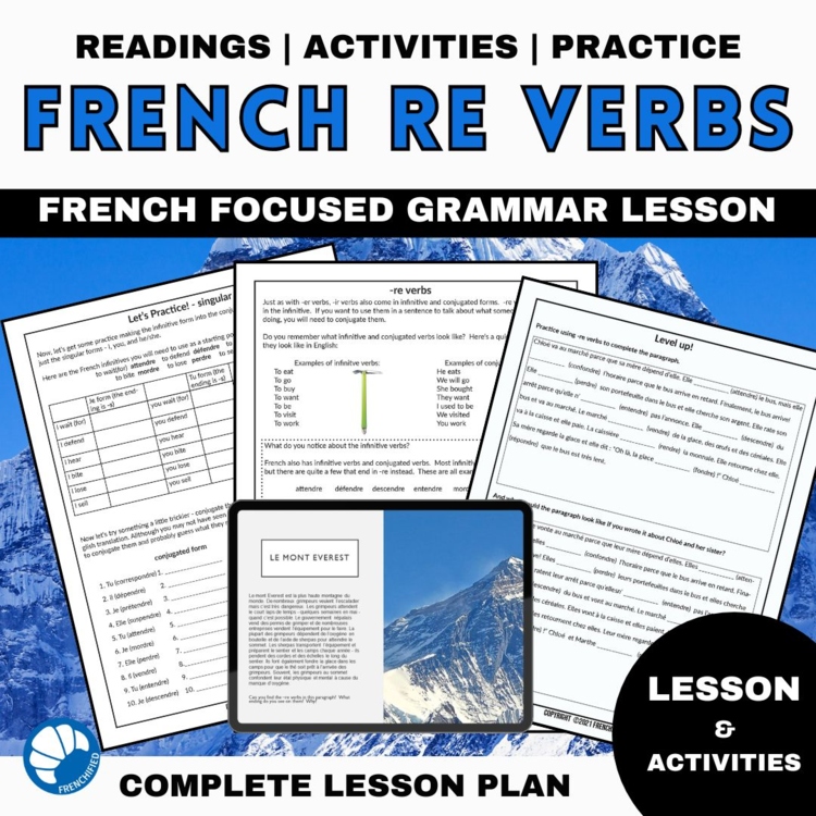 French verb practice and lesson plan RE verb conjugation worksheets