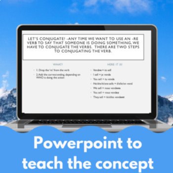 French verb practice and lesson plan RE verb conjugation worksheets, image 2