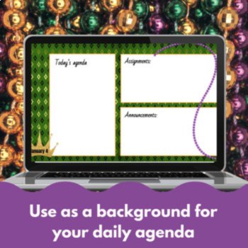 Mardi Gras themed editable daily agenda slides for Google™/Powerpoint/Smartboard, image 2
