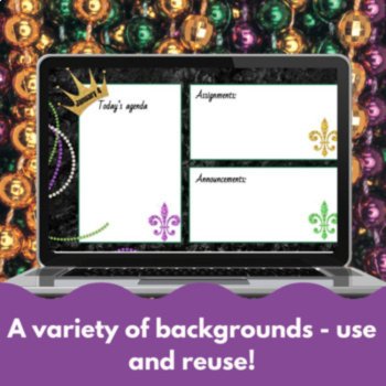 Mardi Gras themed editable daily agenda slides for Google™/Powerpoint/Smartboard, image 4