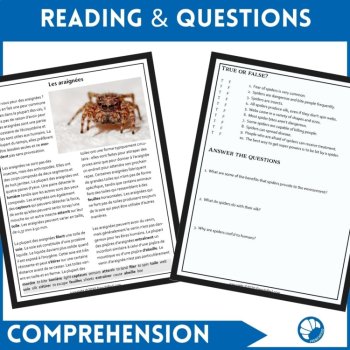 Intermediate French Reading Comprehension | Spiders / Les araignée, image 2