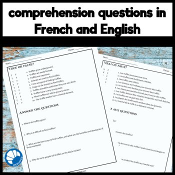French food worksheets reading comprehension activity Truffles les truffes, image 3
