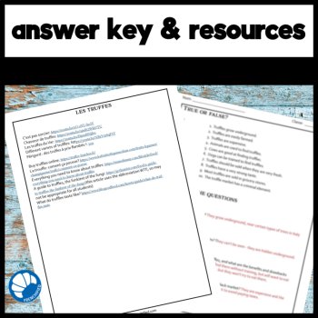 French food worksheets reading comprehension activity Truffles les truffes, image 4