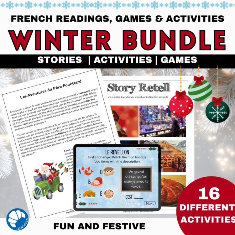 French Christmas & Winter Bundle | Beginning and Intermediate French Activities