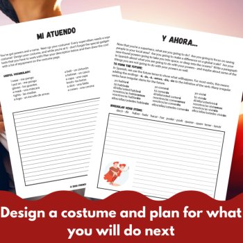 Spanish writing activity unit design and create your own superheros or villains, image 3