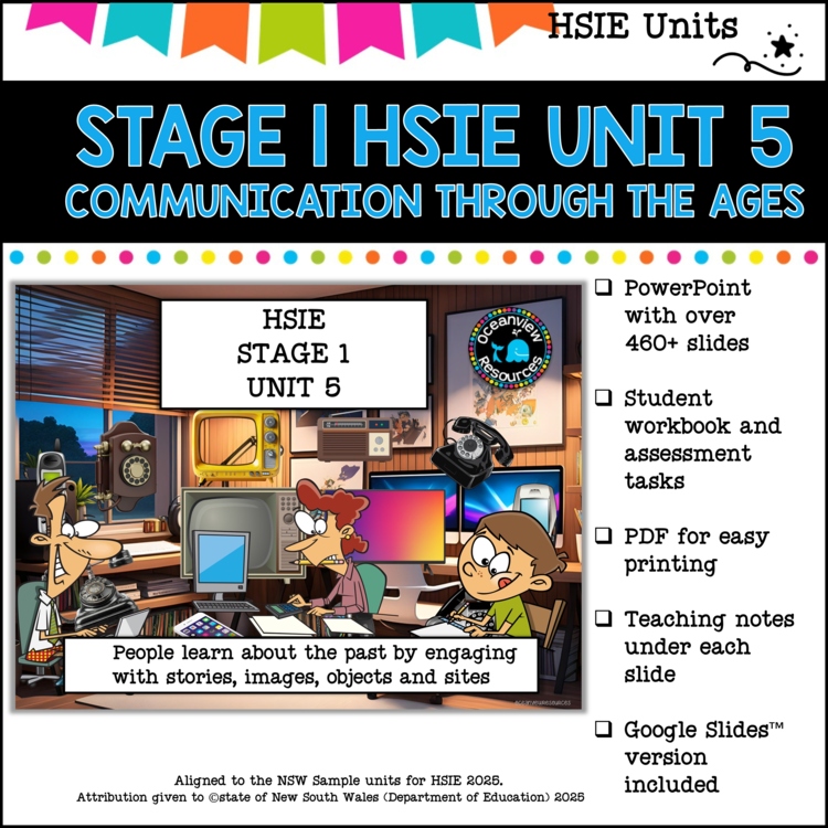 STAGE 1 UNIT 5  NSW DET HSIE unit History of Communication yrs 1-2 Complete Unit