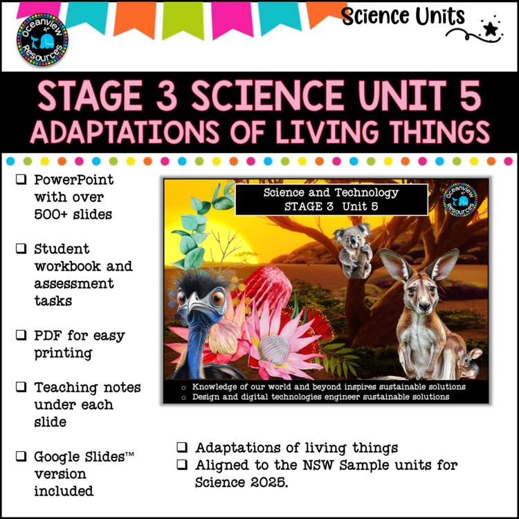 STAGE 3 UNIT 5 NSW aligned. Adaptations of living things Grade 5-6 Complete Unit