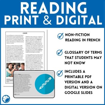 STEM in French reading Comprehension activity science CRISPR gene editing, image 3