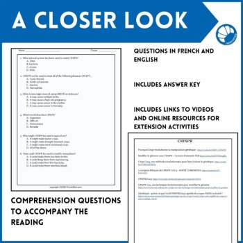 STEM in French reading Comprehension activity science CRISPR gene editing, image 4