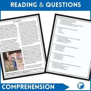 Intermediate French reading comprehension activity the Cathars medieval Europe, image 2