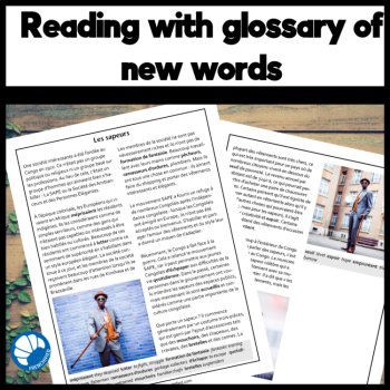 Reading in French intermediate Comprehension Activity | Les Sapeurs in Congo, image 2