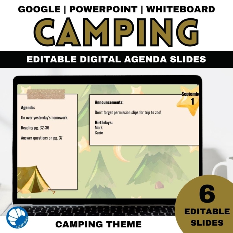 Camping Daily Agenda Slides | Editable Morning Meeting Slides