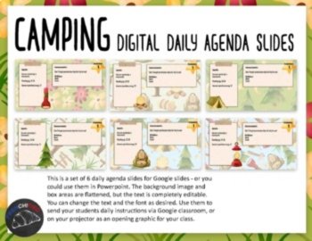 Camping Daily Agenda Slides | Editable Morning Meeting Slides, image 3