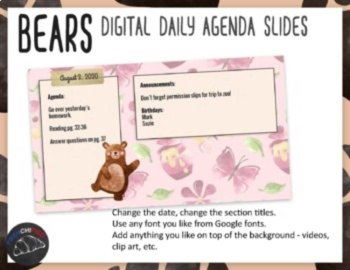 Bear Themed Daily Agenda Slides | 6 Editable Morning Meeting Slides, image 2