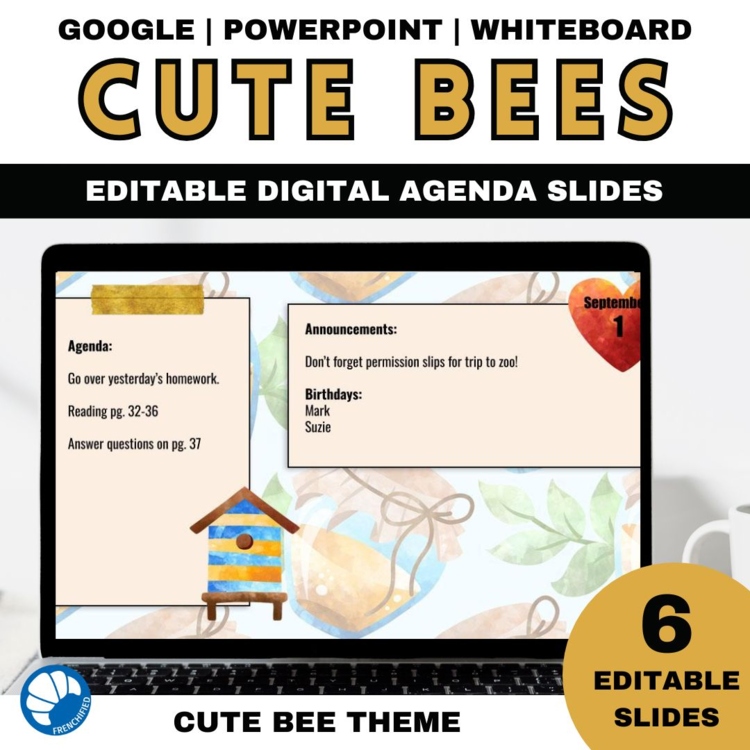 Bee Theme Daily Agenda Slides | 6 Editable Morning Meeting Slides