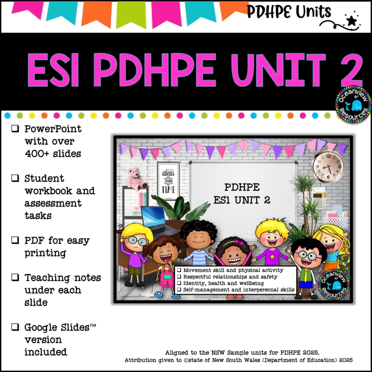 ES1 kinder UNIT 2 NSW Aligned 2025 PDHPE Complete Unit-identity, strengths
