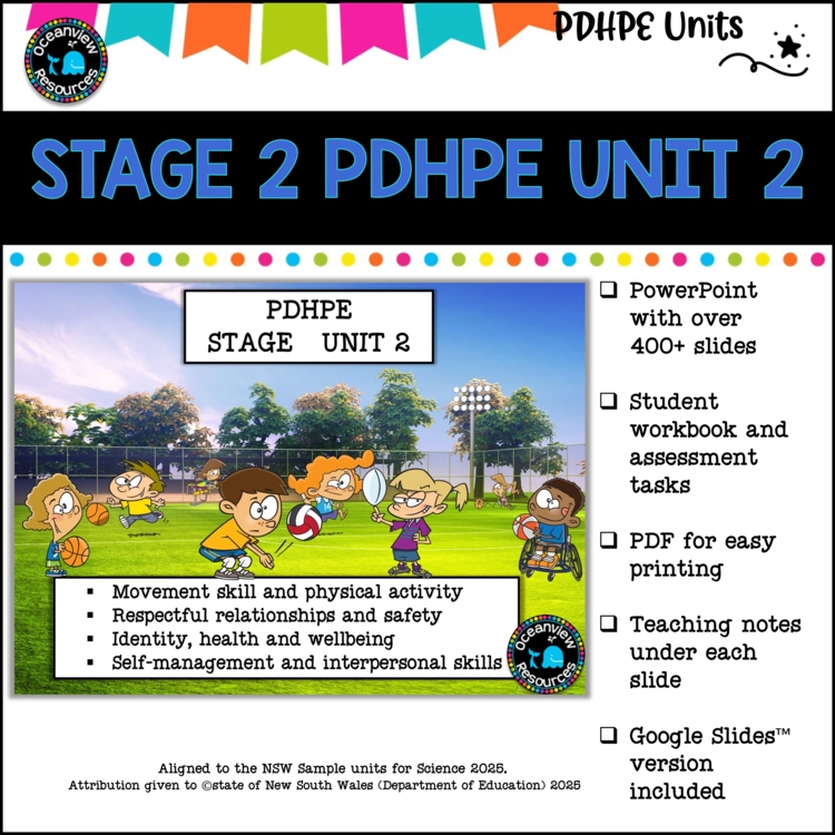 STAGE 2 UNIT 2 NSW Aligned 2025 PDHPE Complete Unit-movement, relationships...