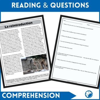 French science reading comprehension activity & questions Animal Reintroduction, image 2