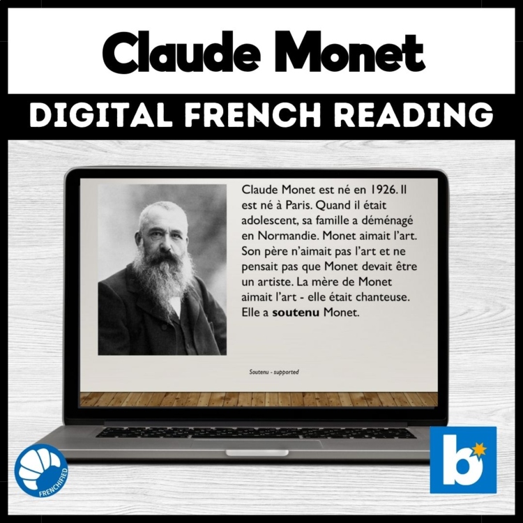 French reading comprehension activity and questions Claude Monet