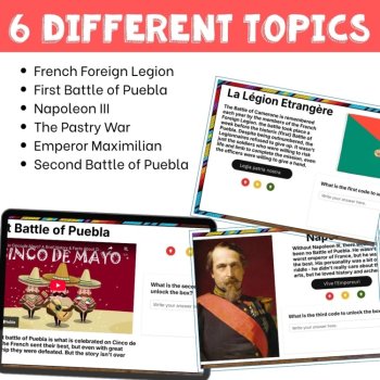 Le cinq mai/May 5/5 de Mayo/Cinco de Mayo digital escape room game for FRENCH, image 3
