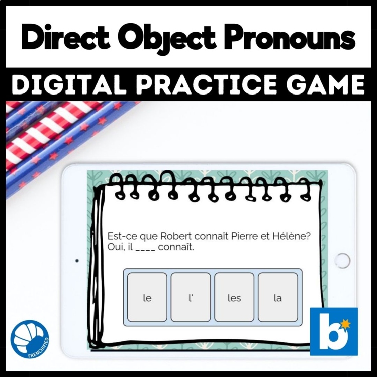French direct objects - direct object pronouns practice activity