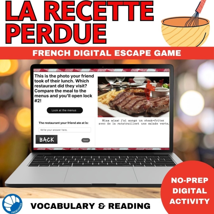 French Food Vocabulary Escape Room Game Activity La Recette Perdue