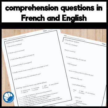 STEM in French science reading comprehension activity questions Covid 19, image 3