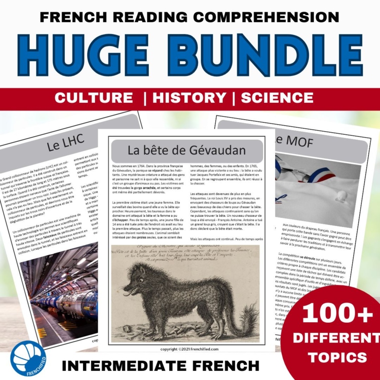 Intermediate French Reading Passages with Comprehension Questions Bundle