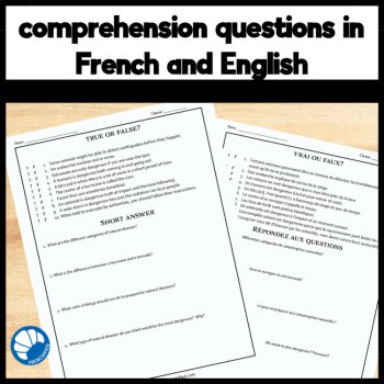 French reading comprehension activity and questions - Natural disasters, image 3