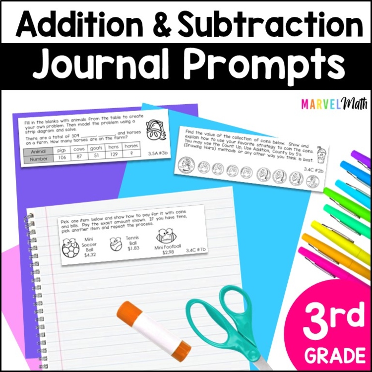 3rd Grade Addition Subtraction TEKS  Math Journal Prompts