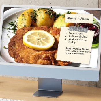Google slides daily agenda template editable German food theme 13 slides, image 2