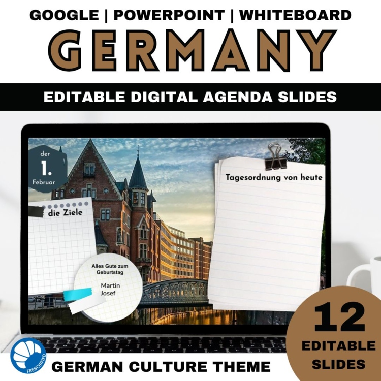 Google slides daily agenda template editable Germany theme 12 slides