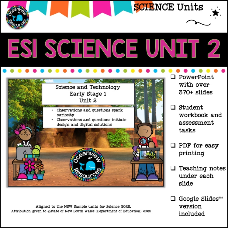 ES1 UNIT 2 NSWDET Science Complete unit-Observations,questions-Digital solutions