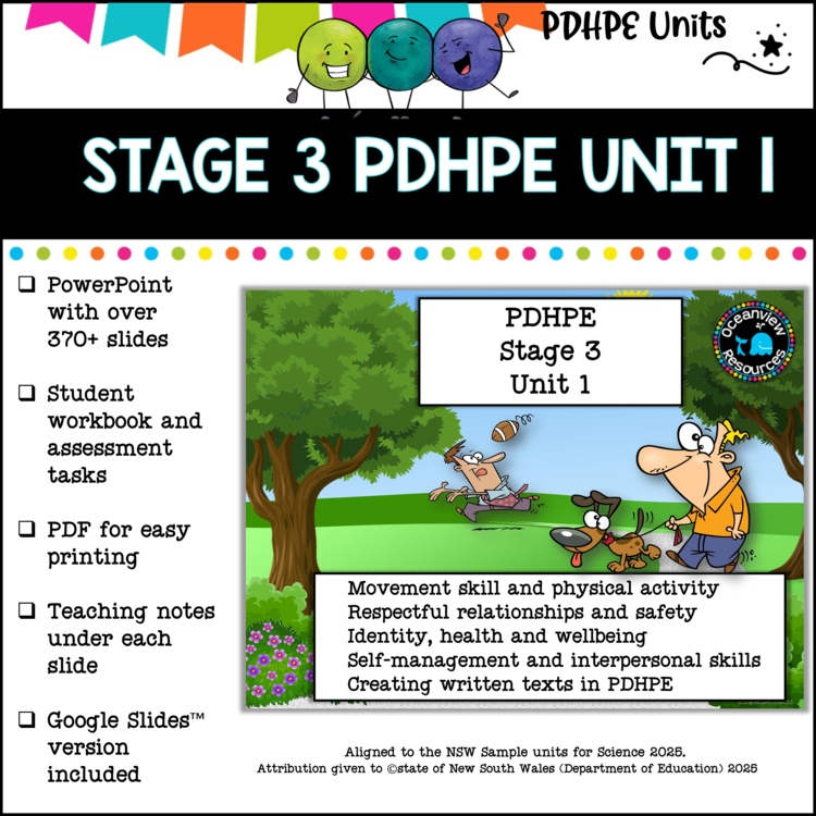 STAGE 3 UNIT 1 NSW Aligned PDHPE  2025 Complete Unit life and physical changes