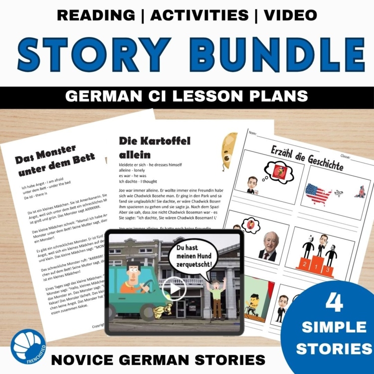 Beginning German reading comprehension activities Short Stories sub plans
